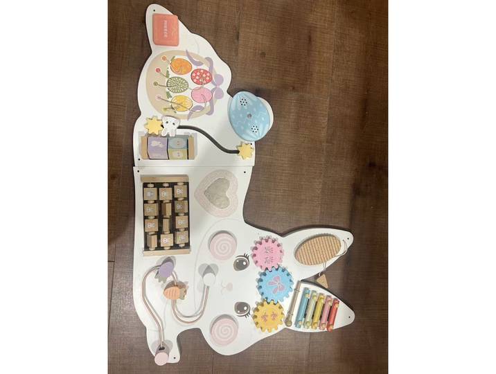AIYAPLAY Busy Board Mural Bois Montessori Lapin Blanc 1,5-6 ans