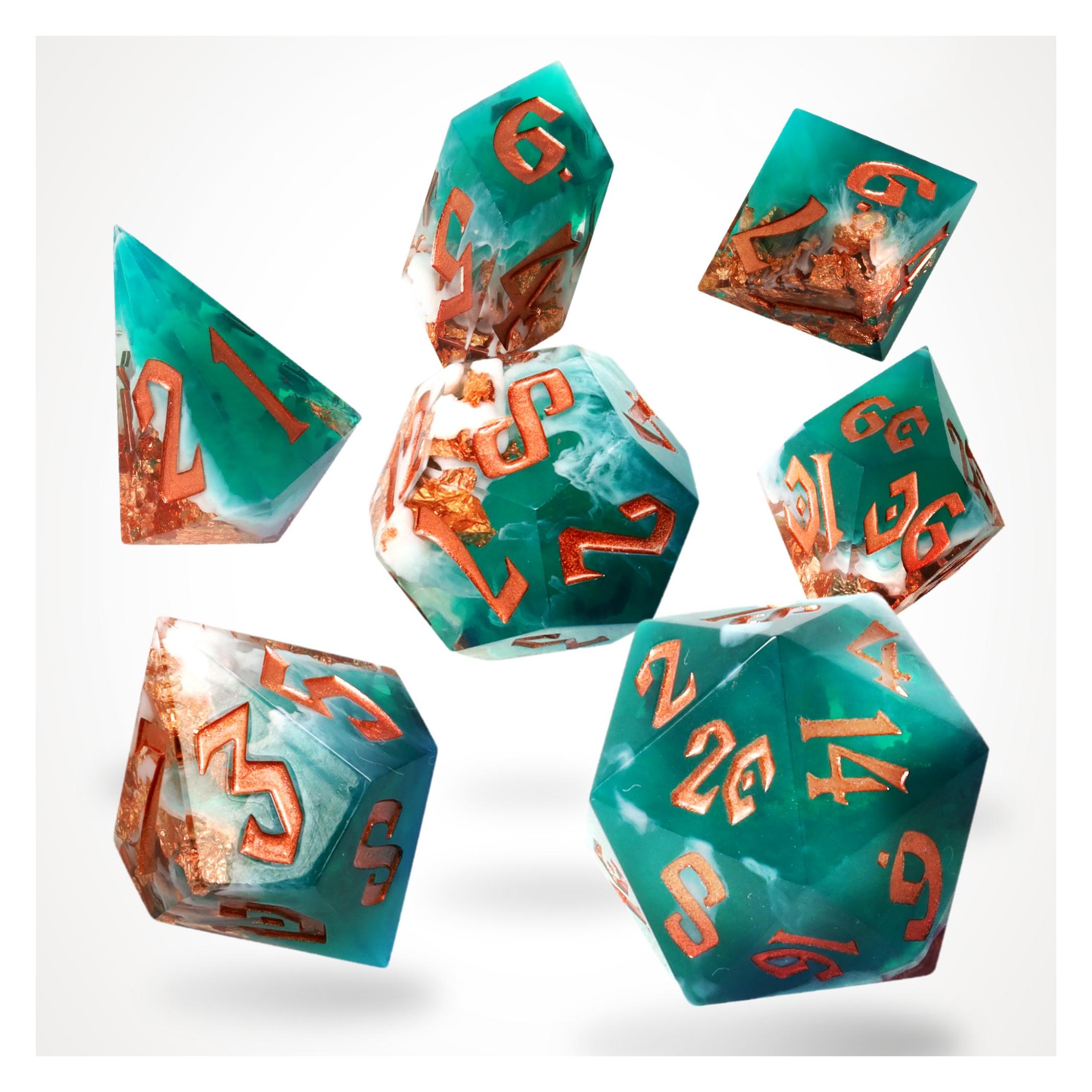 Glass Staff Mystic Marine Sharp Edge Resin RPG Dice Set (CS-DC-B7-MYSTMAR-8721117600434)