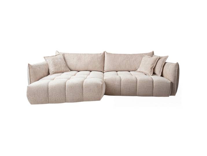 Lomoco Ecksofa, Beige, Kunststoff, 4-Sitzer, Füllung: Silikon,Silikon, Ottomane links, L-Form, 302x156 cm, Stoffauswahl, seitenverkehrt erhältlich, Hocker erhältlich, Wohnzimmer, Sofas & Couches, Wohnlandschaften, Ecksofas