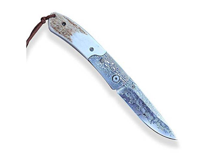DELLINGER Weidmann VG-10 Damast Taschenmesser & Klappmesser & Damaststahl Messer & Outdoor Damastmesser Folder Knife 8 cm Klinge