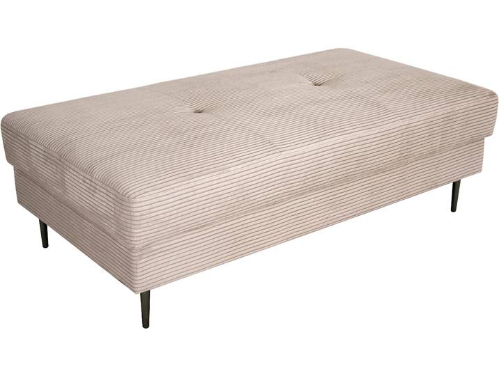 Sitzhocker, Cord, Beige, 142×46×78 cm, Metallfüße, Wellenunterfederung