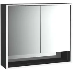 emco loft Lichtspiegelschrank mit Unterfach, 800mm, 2 Türen, Aufputzmodell, schwarz/spiegel, 979813506, Ausführung: 2 Türen