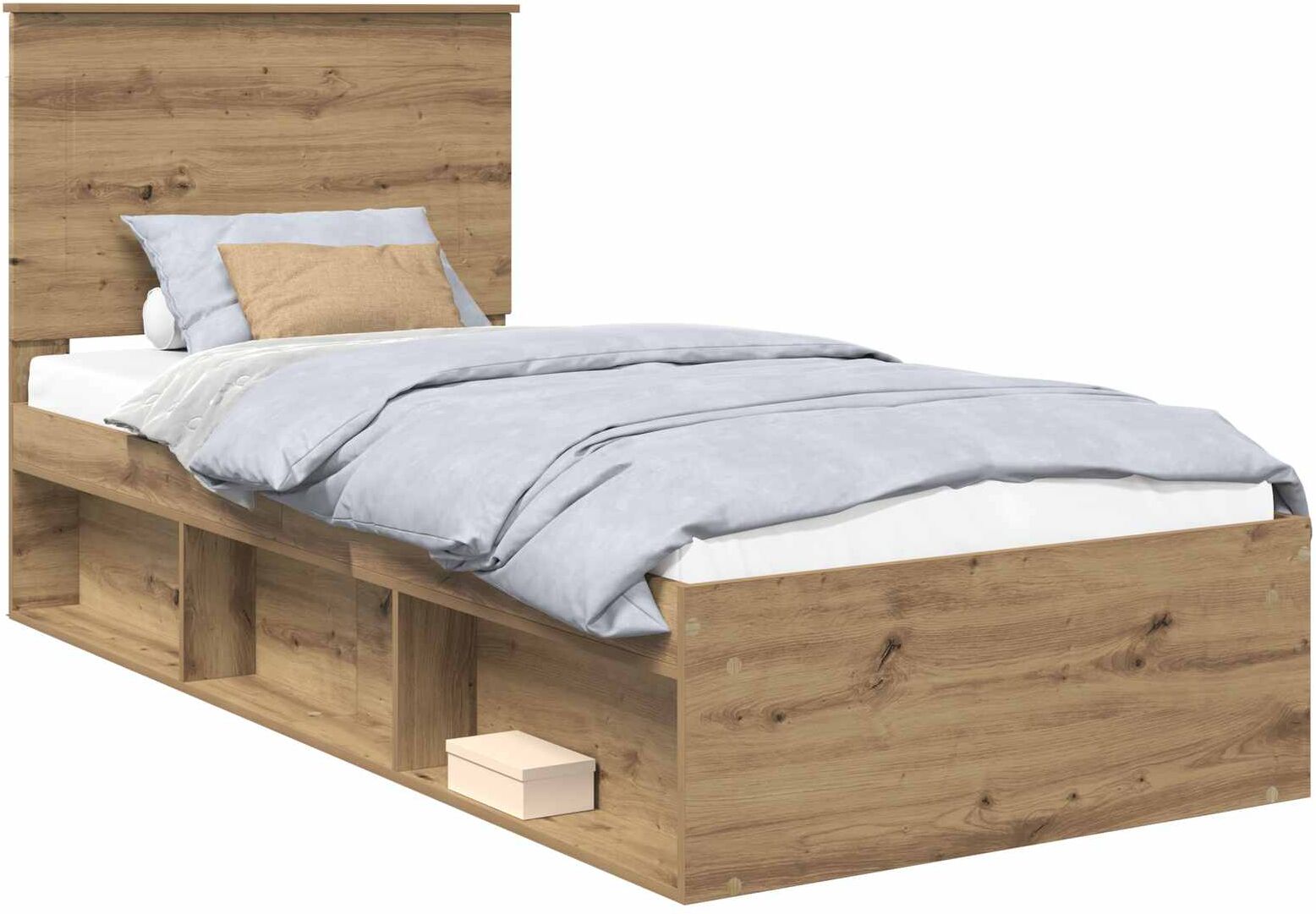 vidaXL Cadre de lit Chêne artisan 90 x 200 cm Bois de pin massif