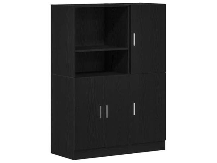 LASWWQMRF 2-TLG Küchenschrank Set Schwarz Holzwerkstoff 95x41,5x131,5 cm Zweiteiliges Küchenmöbel-Set mit offenen Fächern und flexibler Tür-Montage für Esszimmer oder Speisekammer.