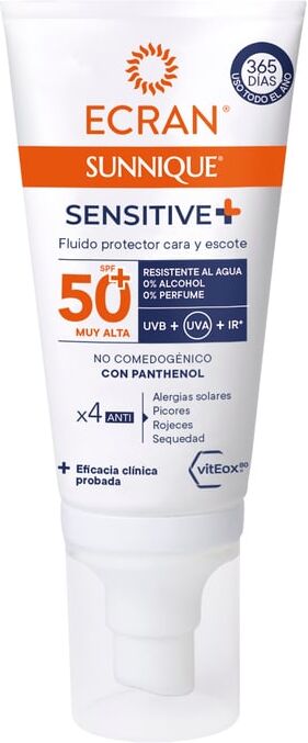 Ecran Sunnique Sensitive+ Fluido Protetor SPF50+ 50 ml