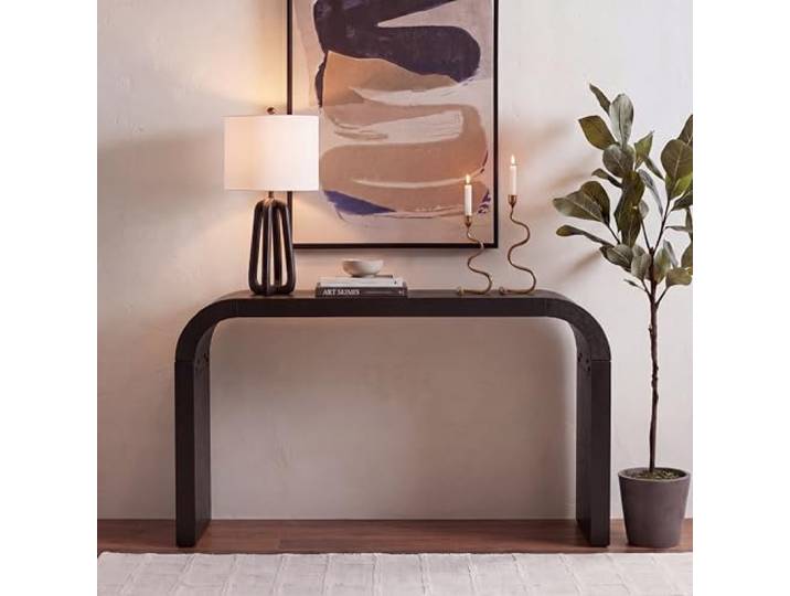 SAFAVIEH Gebogenes Holz Konsolentisch, Schwarz, 30 x 132 x 78