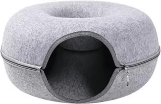 Inspire Curations CozyLoop Felt Cat Tunnel Bed & Play Cave grey l