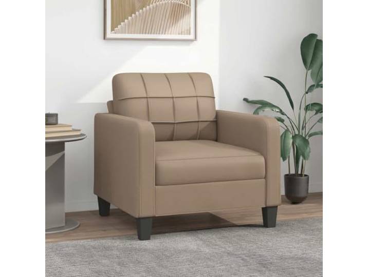 HEFZGDB Cappuccino-Brauner Kunstleder Sessel 60 cm Breite mit Polsterung und Metallgestell für Wohnzimmer Komfort Sitzmöbel Langlebig Stilvoll Entspannung