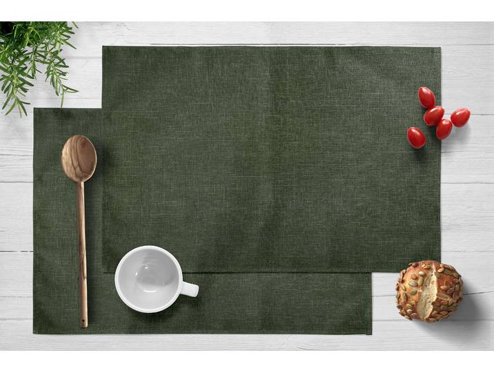 Platzset OTTO HOME Josée wasserabweisend, 2 Stück, weiche und flexible Materialqualität , grün (dunkelgrün), B:45cm L:30cm, Obermaterial: 100% Polyester, Platzsets, Platzset, Platzsets mit Wasser- und Ölabweisender Oberfläche