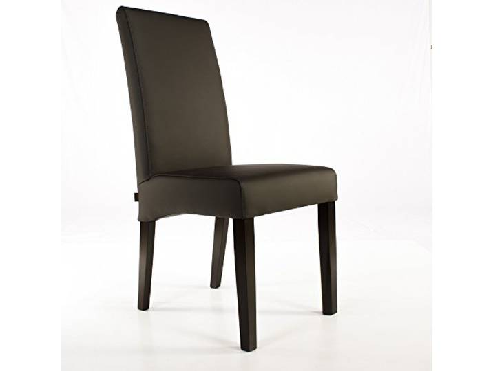 SIX Echt-Lederstuhl Massiv mit Nosag Federn Komfort Latexgurte Design Esszimmerstuhl Bambi Vollbezogen-Rindsleder Holzgestell Vollverleimt 150kg Belastbar Wenge Dark Braun