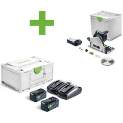 Festool Akku-Tauchsäge TSC 55 KSEB-Basic + Energie-Set SYS 18V 2x5,0/TCL6DUO