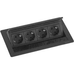 Evoline, Steckdosenleiste, Flip Top Push Data M Steckdosenleiste 4x Schukosteckdosen, schwarz (4x, CEE 7/4, 3 m)