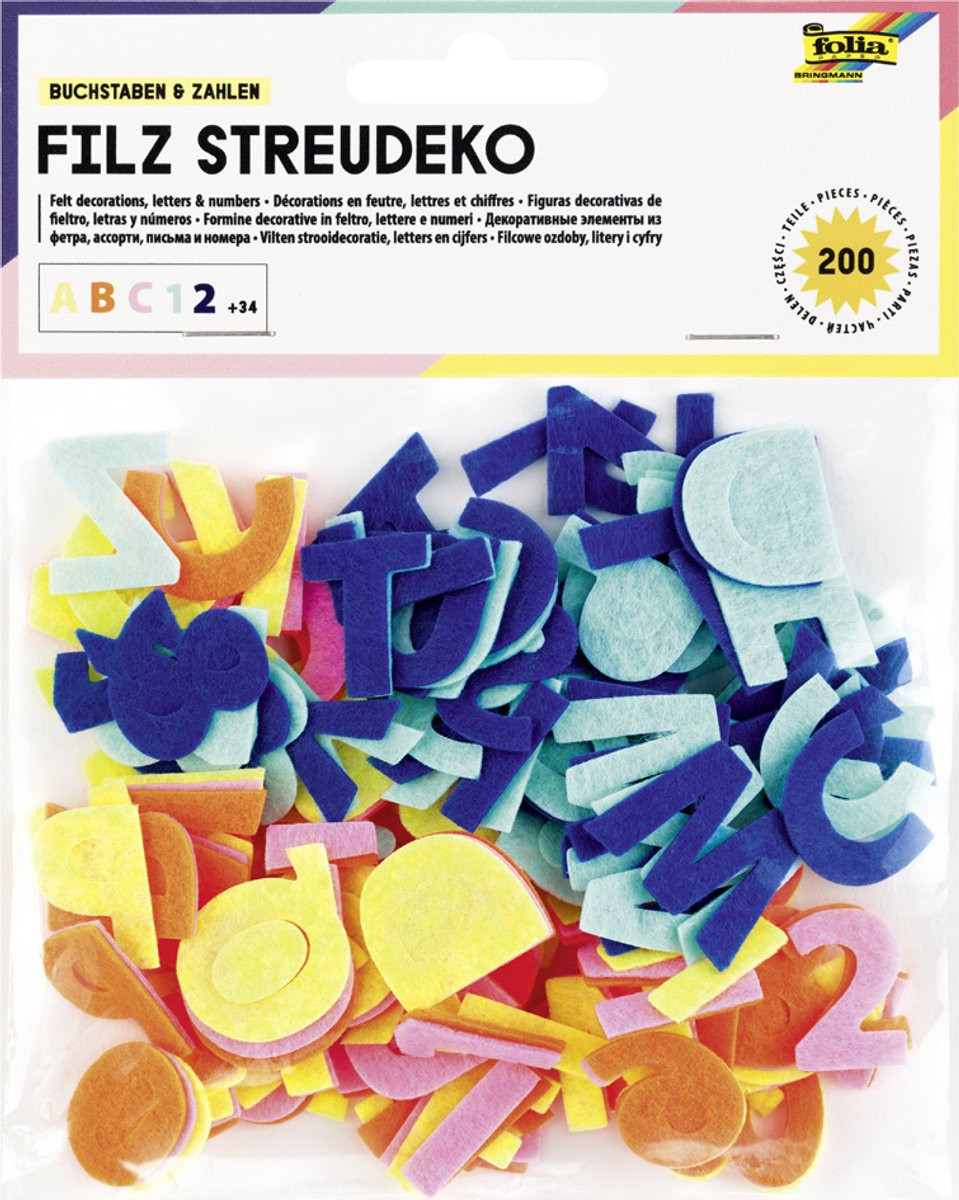Folia Vilt decoratie Letters & Cijfers, 200 stuks