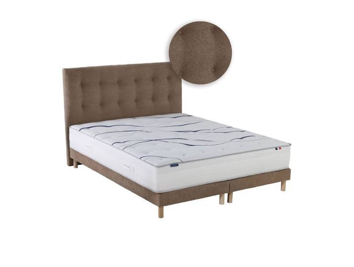 Matelas mousse elysia sommier tête de lit chenille moka 2x90x200