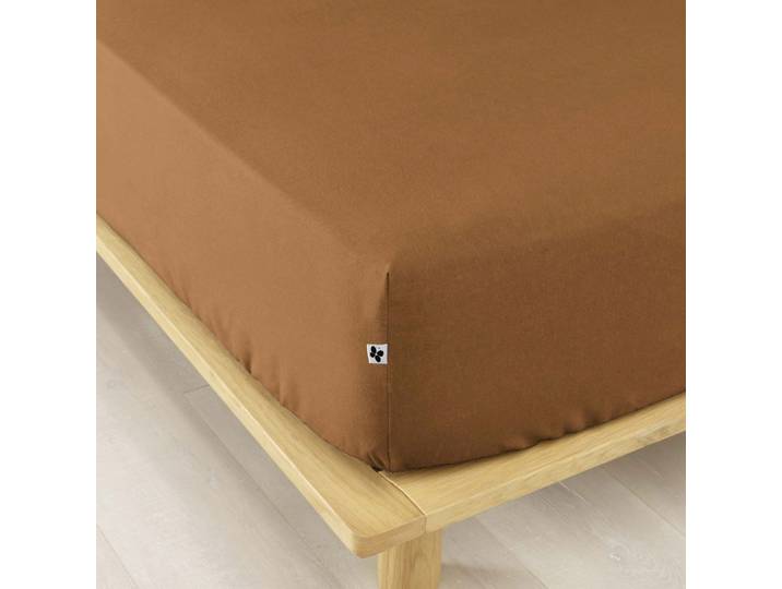 Drap housse flanelle caramel 180x200 cm