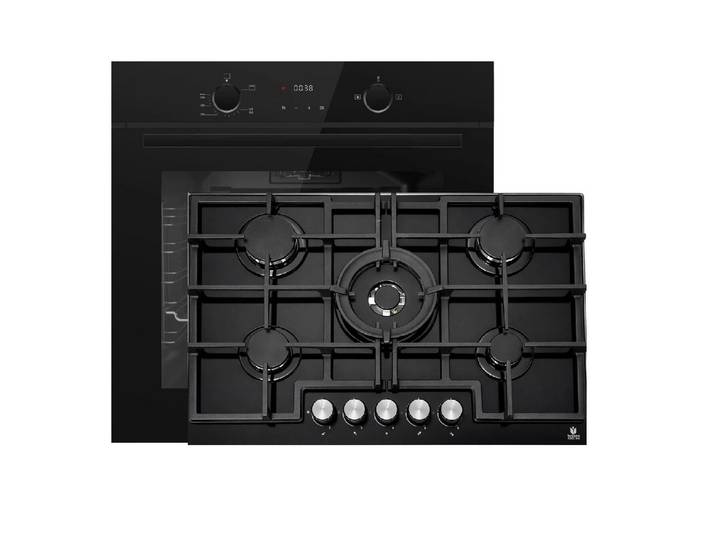 Gasline Gasherd-Set Gasline Gasherdset GB850-FIB Gasbackofen+Gaskochfeld Glaskeramik 75cm