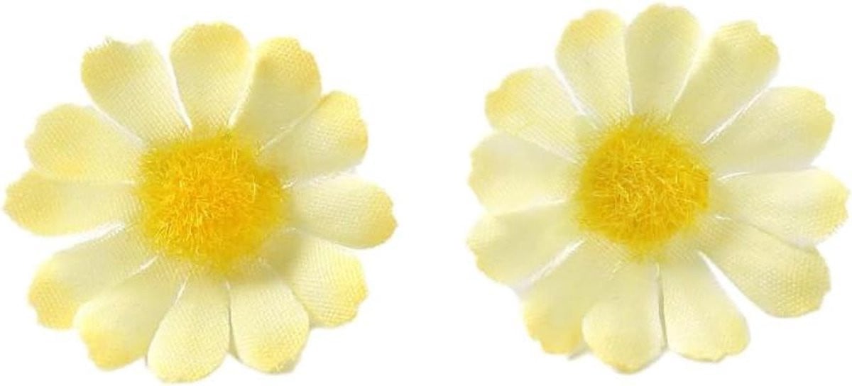 30 stuks Kunstbloemen Madeliefjes - Kleine Bloemkoppen - Lichtgeel - Zacht Zijde Materiaal
