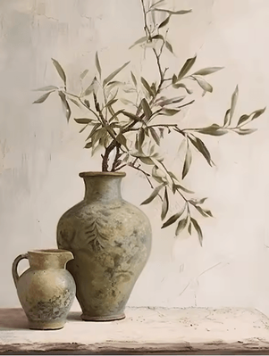 Inspire Picks Retro Olive Tree & Lemon Canvas Wall Art Elegant Mediterranean Botanical Decor 3 70x100cm