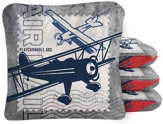 Skip's Garage Air Mail Silver Dual Sided Cornhole Bags