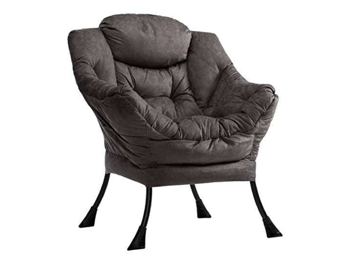 HollyHOME Ohrensessel Relaxsessel Sessel mit Stahlrahmen Armlehnensessel Sessel Schlafzimmer Lesesessel Relax Sessels mit Armlehnen, Grau Braun