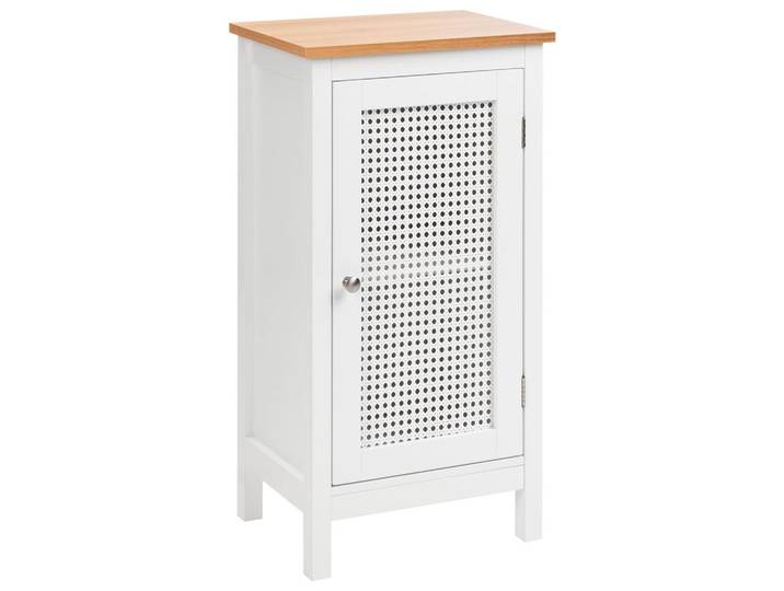 Beliani Badezimmerschrank 40 cm Weiß Alamos, Weiß, Braun, 2 Fächer, 40x75x30 cm, Badezimmer, Badmöbel, Midischränke