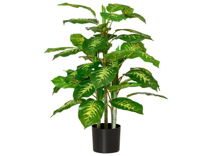 Homcom Künstliche Dieffenbachie groß 95 cm, Grün, Kunststoff, 95 cm, Dekoration, Blumen & Blumentöpfe, Kunstpflanzen