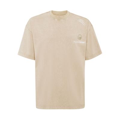 T-Shirt PLEIN SPORT "Rundhals-T-Shirt", Herren, Gr. XL, beige (06, beige), Obermaterial: 100% Baumwolle, Shirts T-Shirt