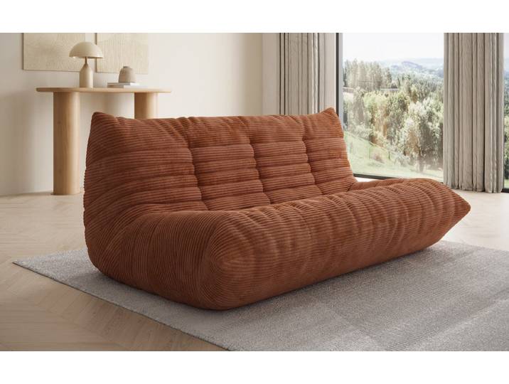 Designer 3 Sitzer Sofa Calmo in Cord - Beige - Cord - Luxusbetten24