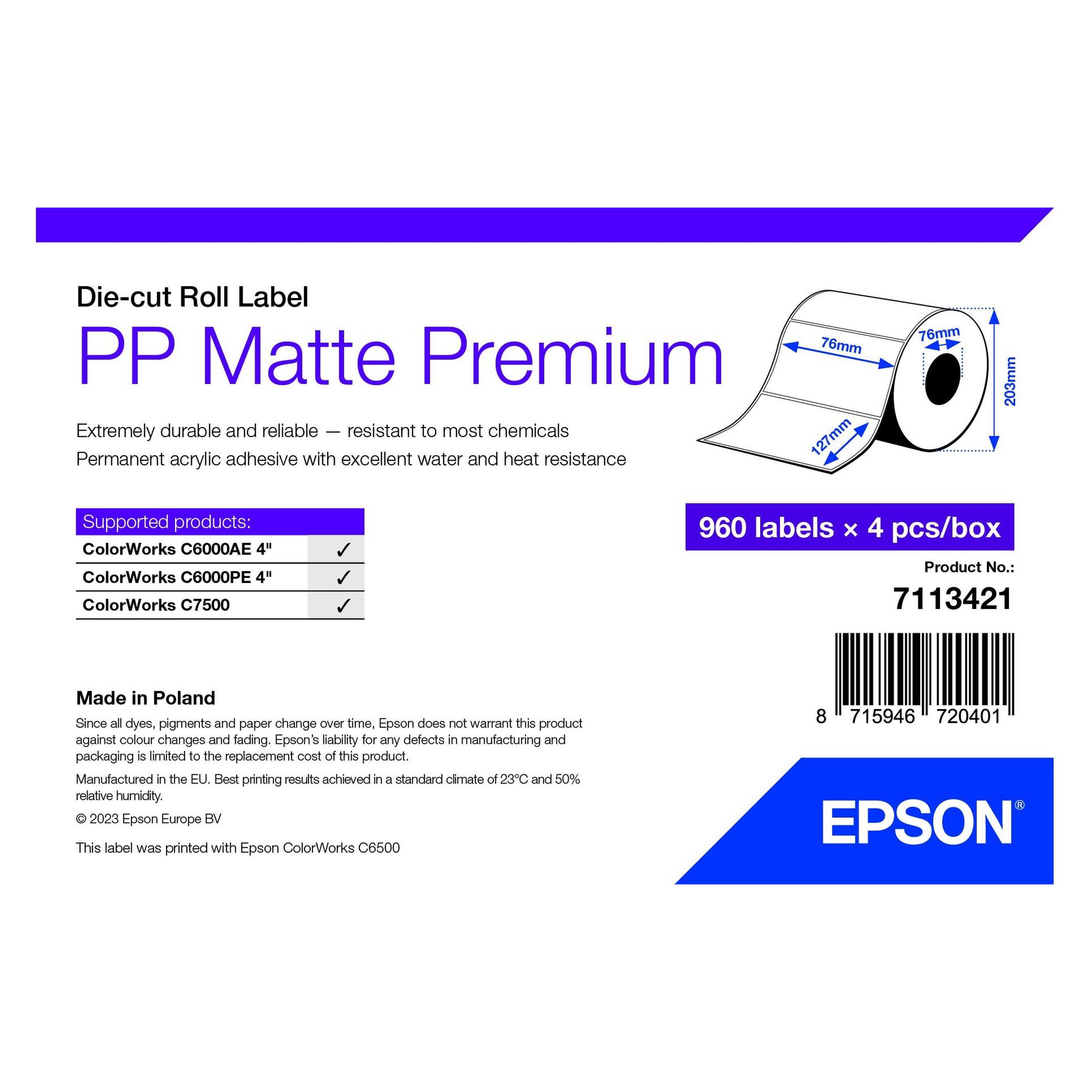 Epson Pp Matte Label Prem Die-Cut (76 mm) (7113421)