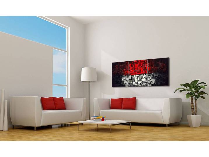 Impression sur toile Heat Wave Coton Blanc/Noir/Rouge 180 x 70 x 2cm