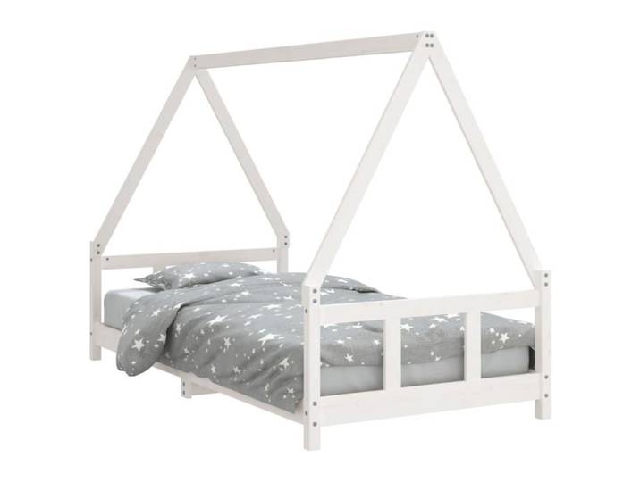 Cadre de lit rustique - Lit enfant - - blanc - 90 x 190 cm - pour chambre eak94p453