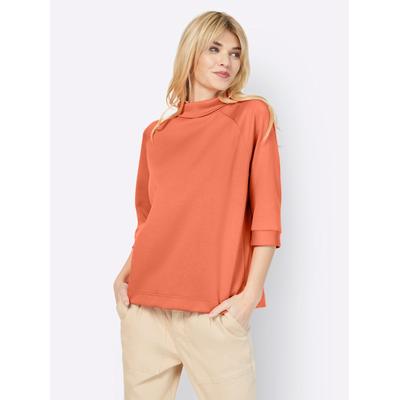 Sweatshirt HEINE, Damen, Gr. 44, orange (papaya), 50% Modal, 44% Polyester, 6% Elasthan, unifarben, Sweatshirts Sweatshirt