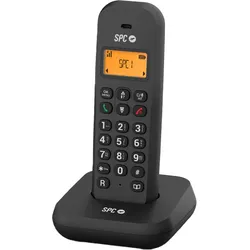 SPC Keops - Schwarzes schnurloses Festnetztelefon mit beleuchtetem Display und Anruferkennung
