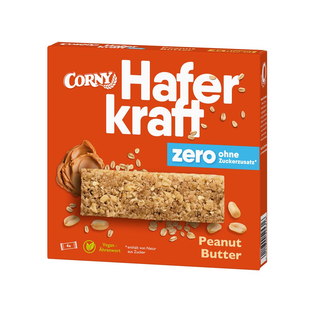 Corny Haferkraft Zero Faltschachtel Peanut-Butter 4 St Riegel