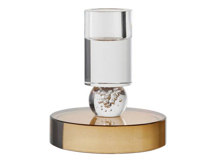 Kerzenhalter Candle Holder, Klar, Hellbraun, Glas, 8.5x8.5x10 cm, zum Stellen, Dekoration, Kerzen & Kerzenhalter, Kerzenständer