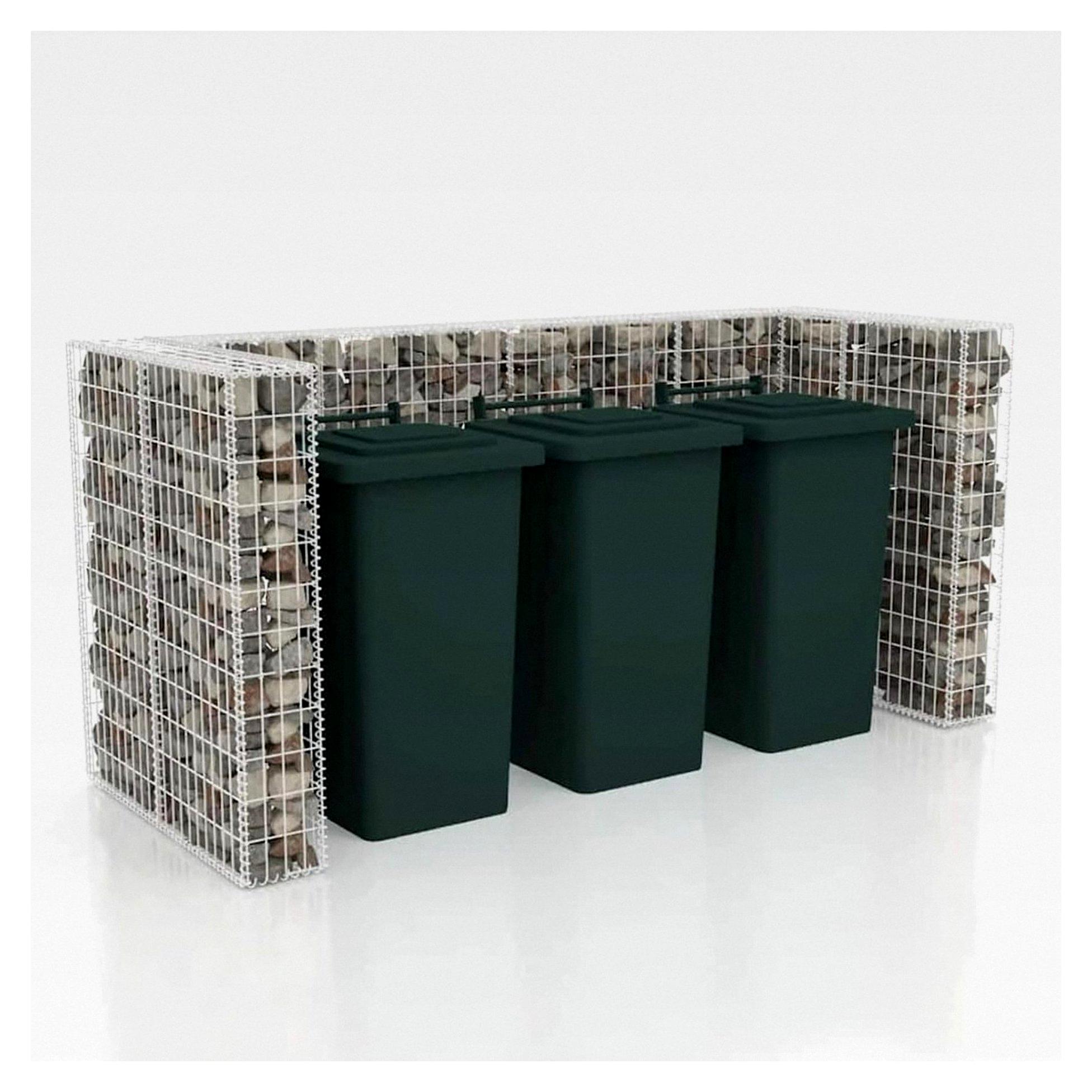 Gabionenverkleidung für Mülltonnen für 3 Tonnen, Stahl 250x100x120cm