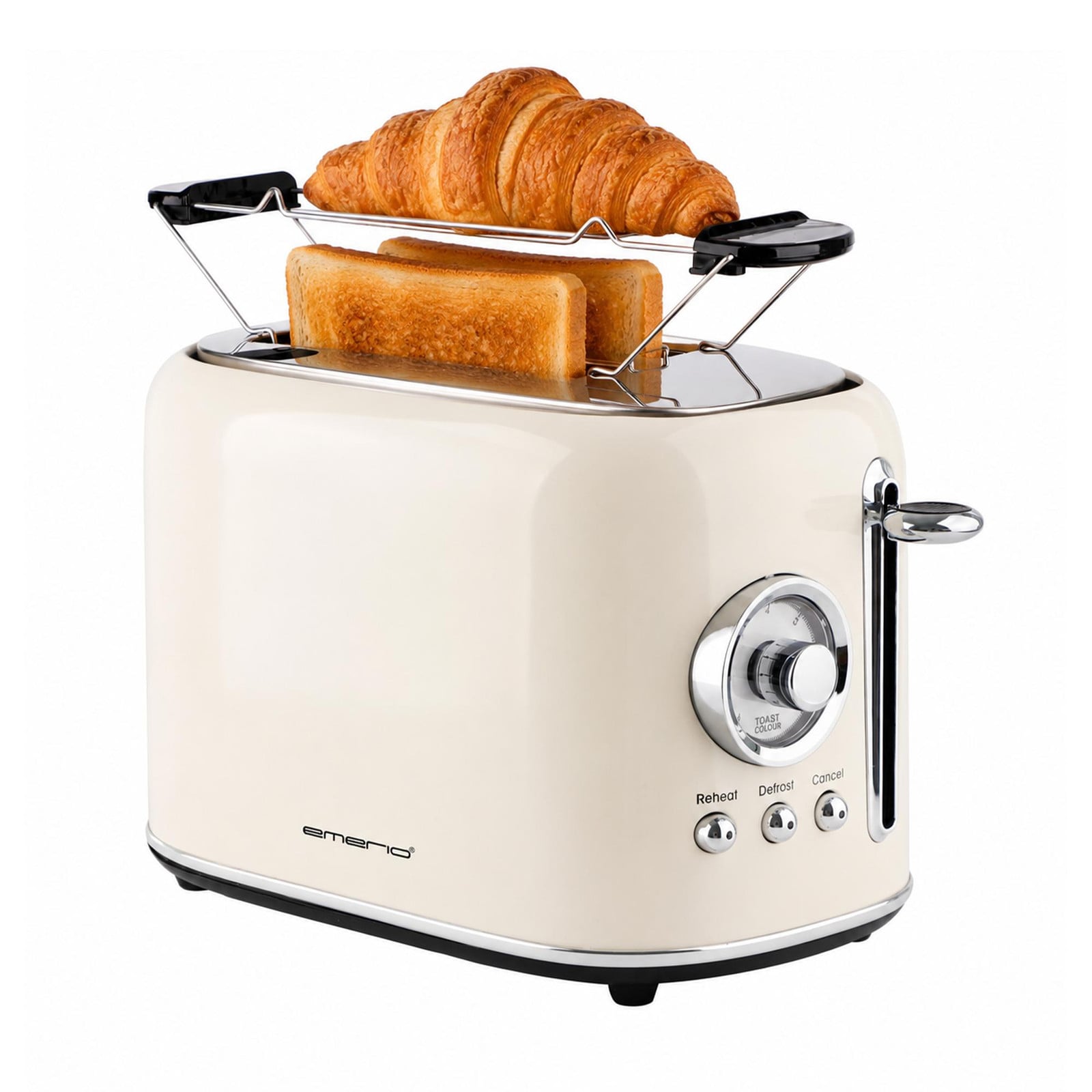 Emerio Retro Broodrooster TO-133281.1 - 800 W - 2 Sleuven - Crème