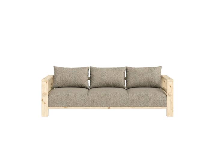 Sofa KARUP DESIGN Bare Sofa, Schlafsofa mit Boxspring, 3-Sitzer, Couch, Bettfunktion , beige (raw, warm sand), B:225cm H:82cm T:94cm, Bezug: 100% Polyester. Kissenfülling: Schaumstoffgranulat, Sofas, Boxspring-Matratze mit Sprungfedern, 3 Rückenkissen, Made in Europe
