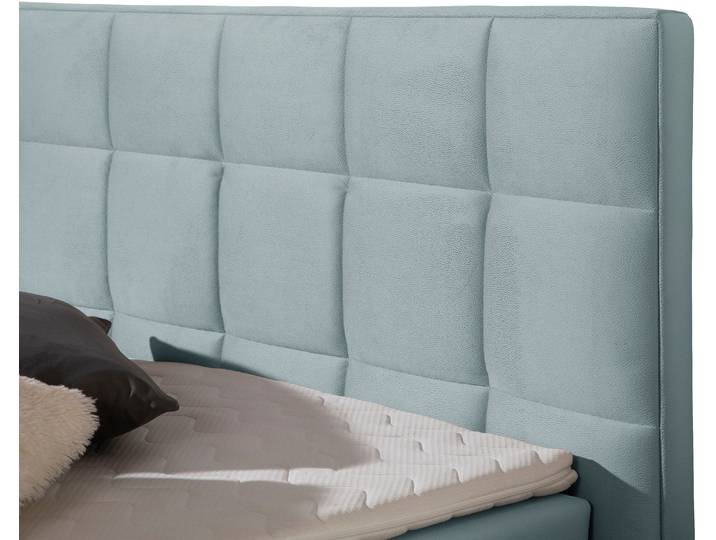 Boxspringbett, Mittelblau, 218x210 cm, Microfaser, Inkl. Topper, Klassisch, Inosign