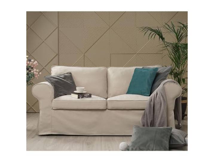 TLYESD Housse de Rechange pour canapé IKEA Ektorp 2 Places\, Tissu en Coton\, Kaki Clair