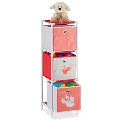 Relaxdays Kinderregal Schwan mit Boxen Weiß,Rot