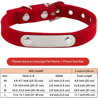 Inspire Curations VelvetCharm Personalized Cat Collar With Custom Engraved ID red l