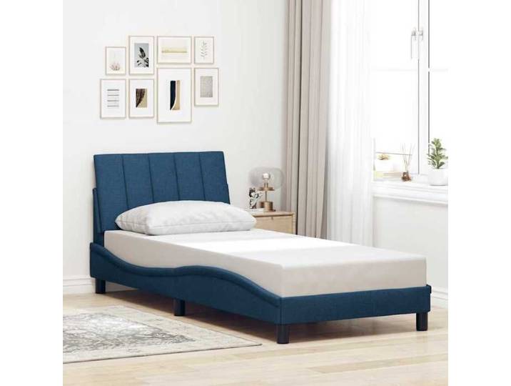 &Mode Cadre de lit 1 PERSONNE - BEWI - Structure de lit Adulte/enfant - sans matelas - bleu 90x200cm tissu 167704