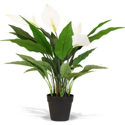 Spathiphyllum (Einblatt) Kunstpflanze mit 4 Blüten UV-Stabil 68 cm