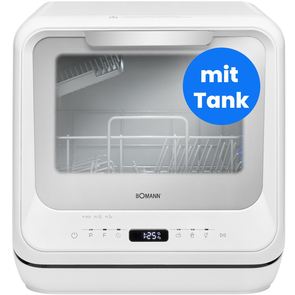 Bomann Tischgeschirrspüler mit Tank | mit und ohne Wasseranschluss nutzbar | Mini Geschirrspüler | 36 - 70°C | Camping Spülmaschine | TSG 5704