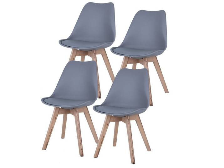 etc-shop Stuhl, Esszimmerstühle Holz grau Schalenstühle 4er Set Küchenstühle