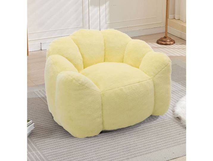 Fauteuil lotus compressé sans montage pour adulte en mousse et tissu plush léger pour intérieur Jaune