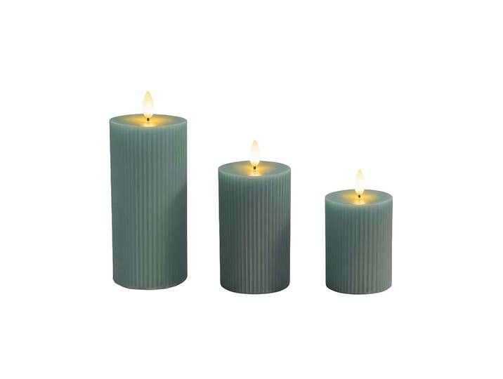 LED Kerzen 3er-Set Dunkelgrün
