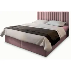 BOXBETT BRESEL 140x200 cm mit Matratze und Topper - Rosa