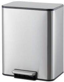 Garvee Stainless Steel 3.4 Gallon Soft-Close Step Trash Can, Slim Rectangular Garbage Bin with Removable Bucket, 13L